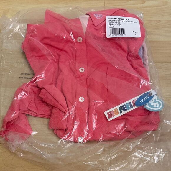 Alice + Olivia Big Feelings Madden Short Sleeve PJ 2pc Set Power Pink Large NWT - Picture 2 of 2